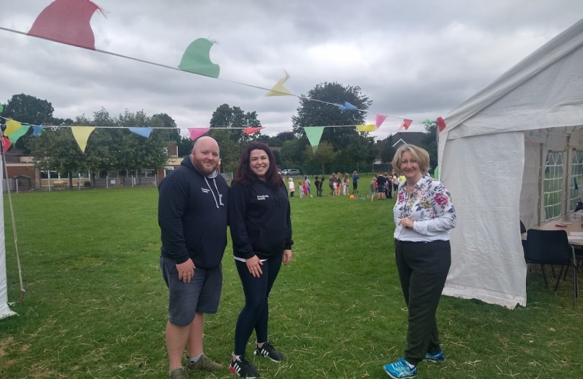 Mary discussing the HAF scheme with staff from the Practically Family Holiday Club