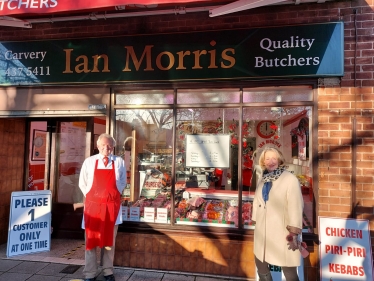 Mary Robinson MP at Ian Morris Butchers in Heald Green